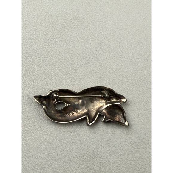 Sue B. Sterling Silver Brooch Jumping Dolphins - Picture 4 of 10